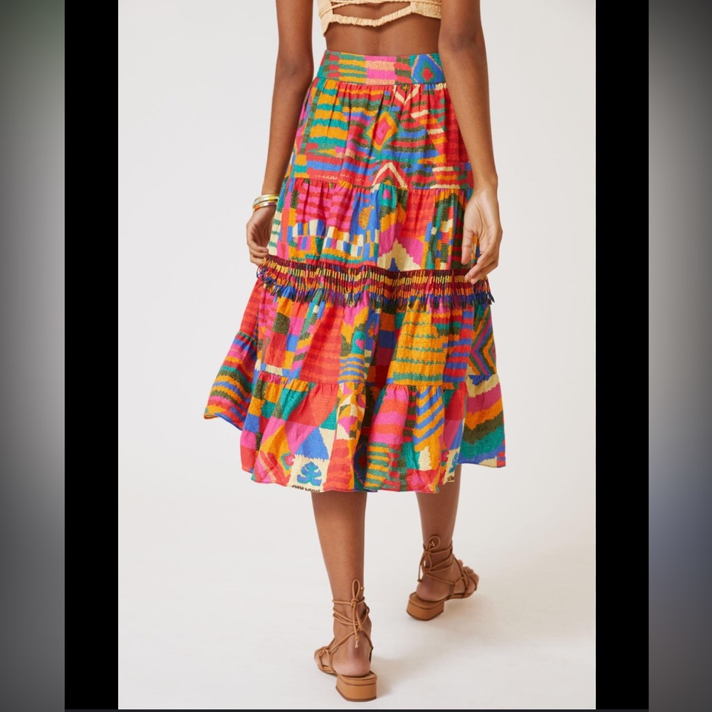 Anthropologie Farm Rio Printed Patchwork Midi Skirt - Picture 2 of 6